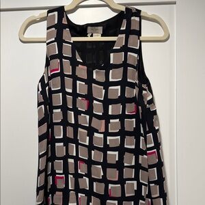 Kate Spade Black and Beige Geometric Blouse